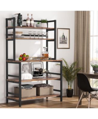 Bakers Rack with Hutch – 5-Tier Freestanding Kitchen Organizer Shelf for Microwave, Spices, Pots & Pans