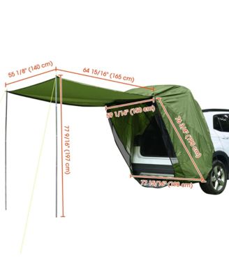 Universal Tailgate Tent with Pole for SUV/Van/MPV/CUV Camping Travel Hatchback Awning Shade Mesh Net Waterproof Green