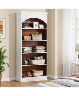 5-Shelf 70.9-Inch Bookcase Set of 2 with Storage Shelves, Vintage Freestanding Library Shelving Unit