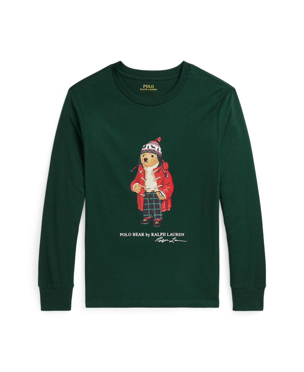 POLO RALPH LAUREN BIG BOYS POLO BEAR COTTON LONG SLEEVE TEE 