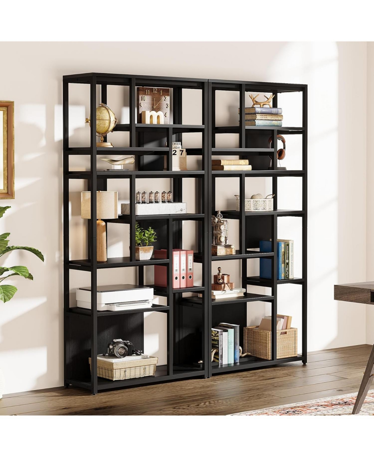 Tribesigns 8-Tier Tall Etagere Bookshelf, 70.9''Bookcase with 12-Open Storage Shelves, Freestanding Modern Wood Display Shelving Unit with Meta