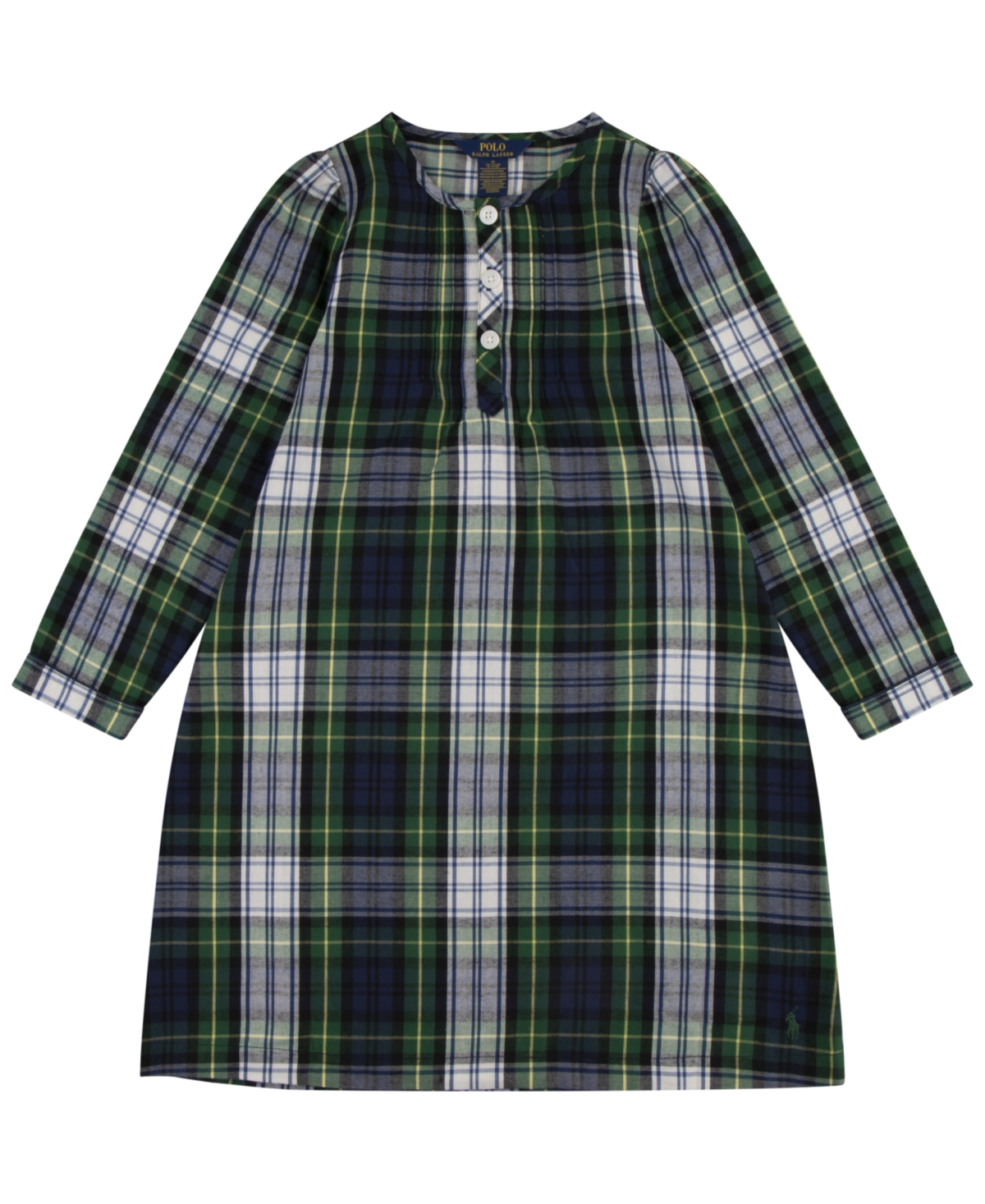 Polo Ralph Lauren Toddler Girls Pintuck Nightgown Pajama In White Gordon Plaid