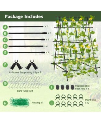 A-Frame Garden Cucumber Trellis with Netting for Outdoor Climbing Plants