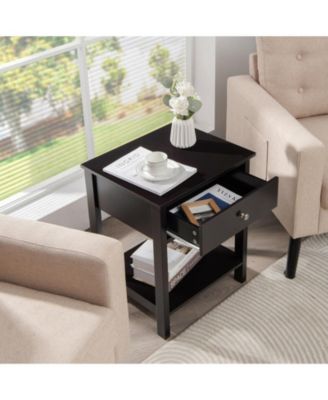 Wooden Storage Shelf with Drawer for Bedroom and Living Room