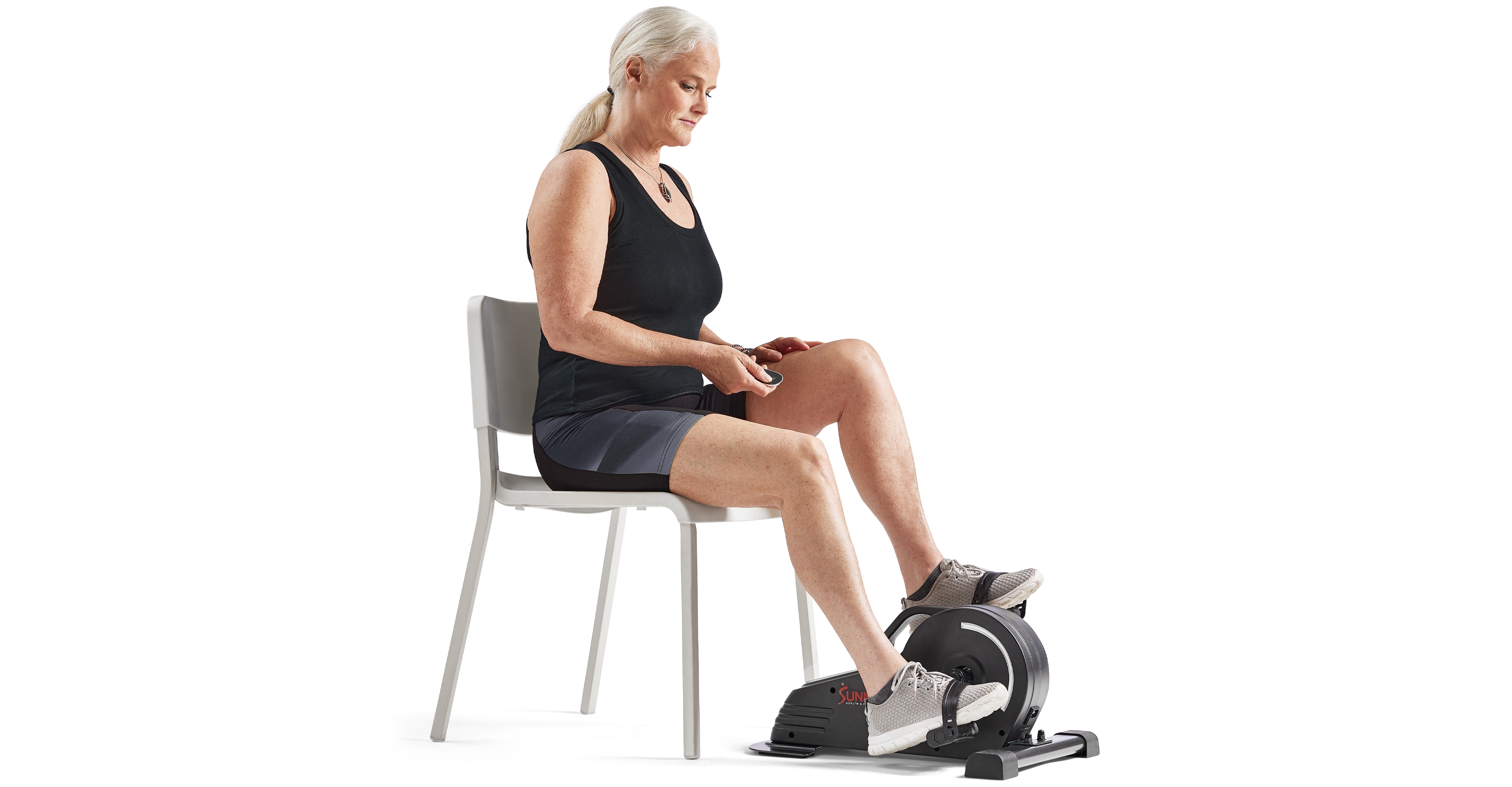 Sunny Health & Fitness 2-in-1 Smart Pedal Exerciser, Motorized Under Desk Exercise Peddler, Mini Bike with Exclusive SunnyFit App Bluetooth Connectivi