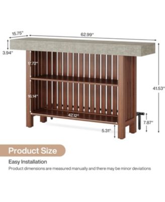 63-Inch Large Home Bar Unit, Modern 2-Tier Bar Table with Footrest, Corner Mini Coffee Bar Cabinet