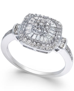 image of Diamond Vintage-Inspired Ring (1/2 ct. t.w.) in 14k White Gold, Yellow Gold and Rose Gold