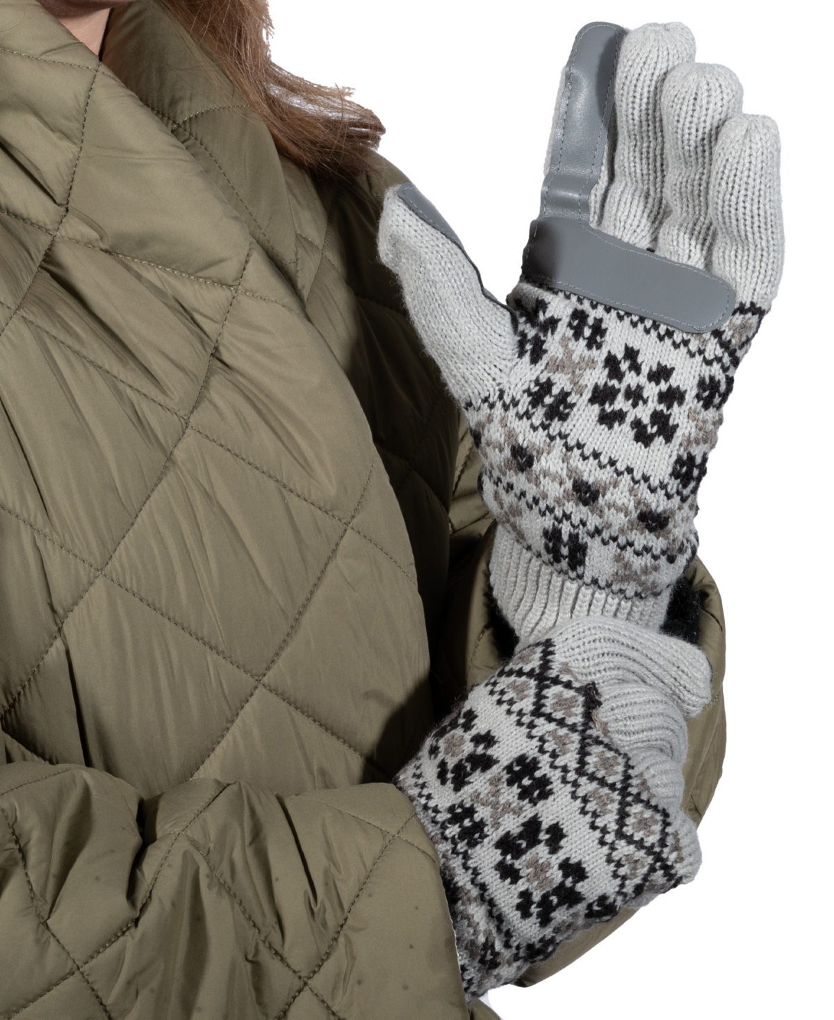 Isotoner Signature Nordic Fair Isle Water Repellent Touchscreen Knit Gloves