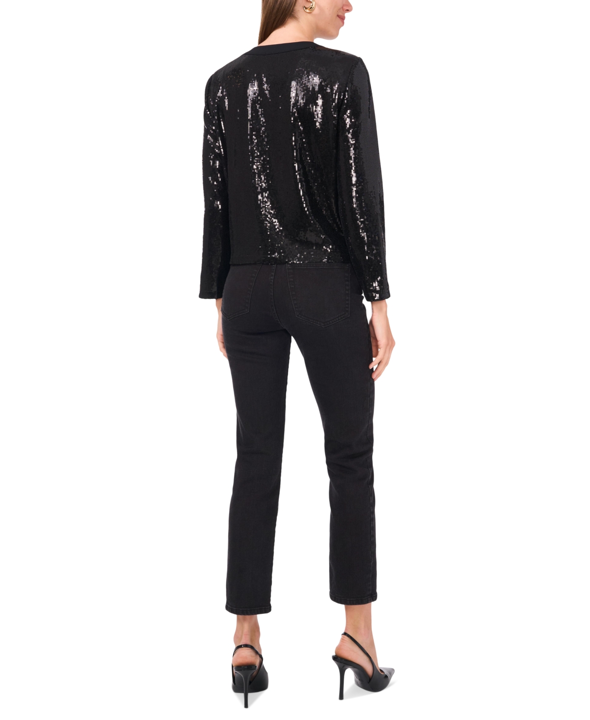 Vince Camuto Sequin Jacket In Rich Black