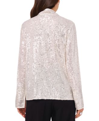Women's Sequined Split-Neck Tunic Top