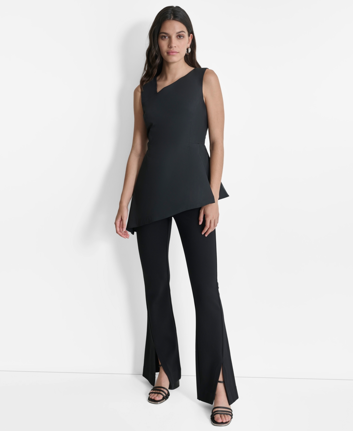 Dkny Women's Asymmetrical Peplum-Hem Sleeveless Top