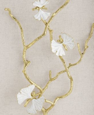 Butterfly Ginkgo Gold Fabric Shadow Box, 13.75" x 10.25"