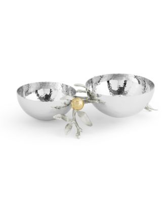 Pomegranate Silver and Gold Double Bowl