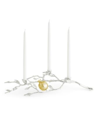 Pomegranate Silver and Gold Low Candleholders