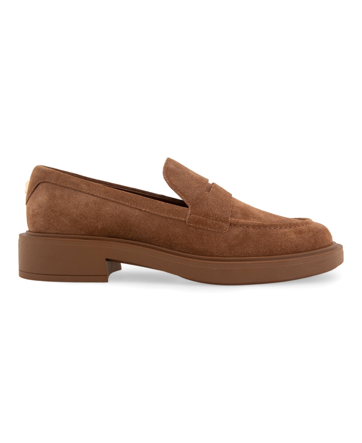Shop Aerosoles Women's Gelso Block Heel Loafers In Brown Tobacco Suede