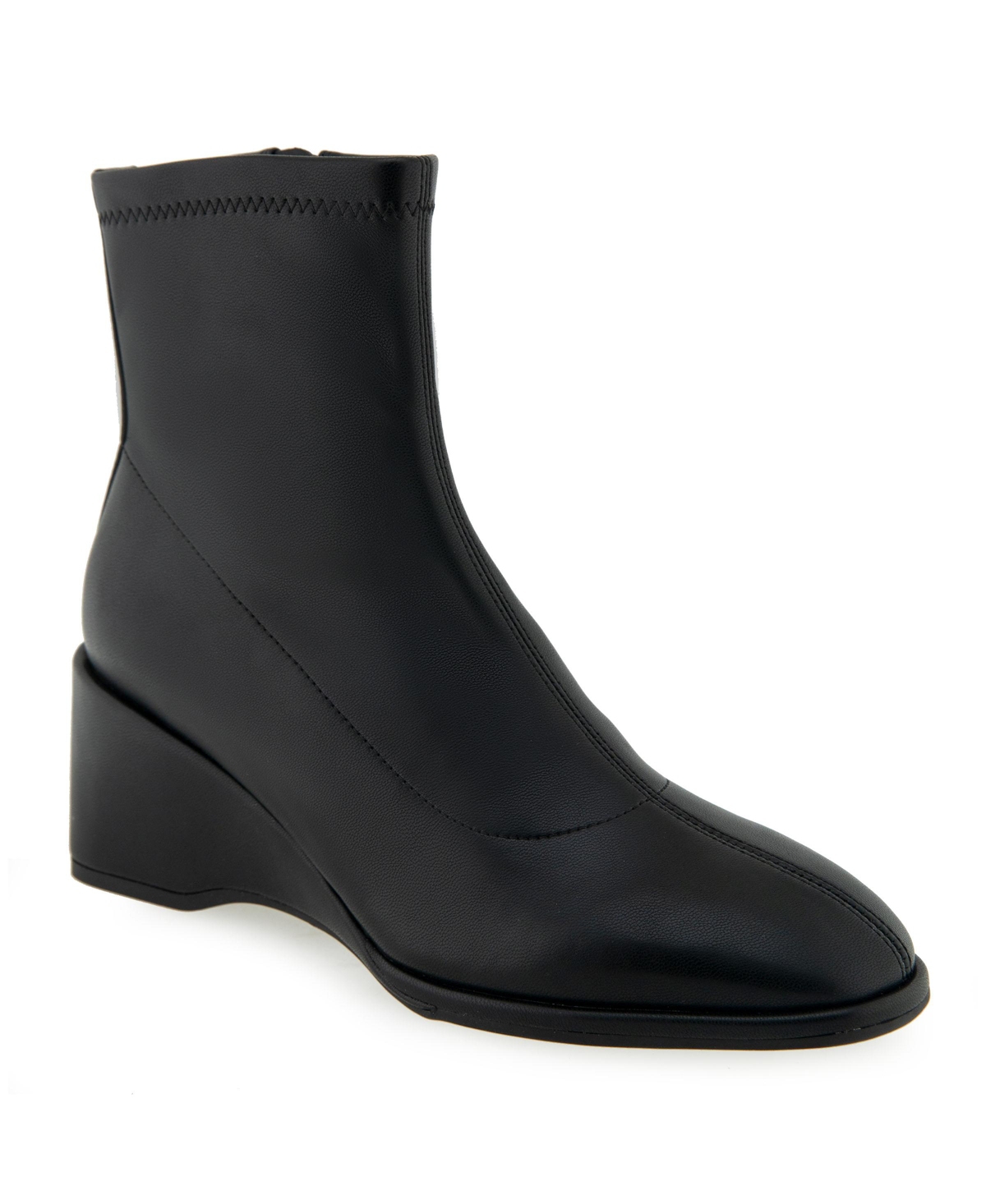 Women's Anouk Wedge Bootie - Black Stretch Smooth
