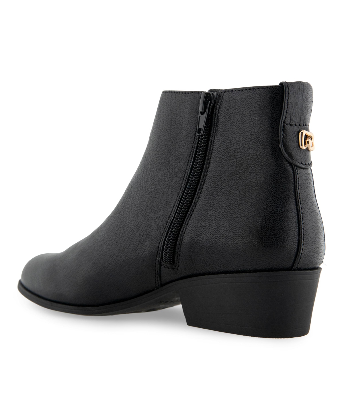 Shop Aerosoles Women's Claus Buckle Ornament Booties In Black Waxy Leather