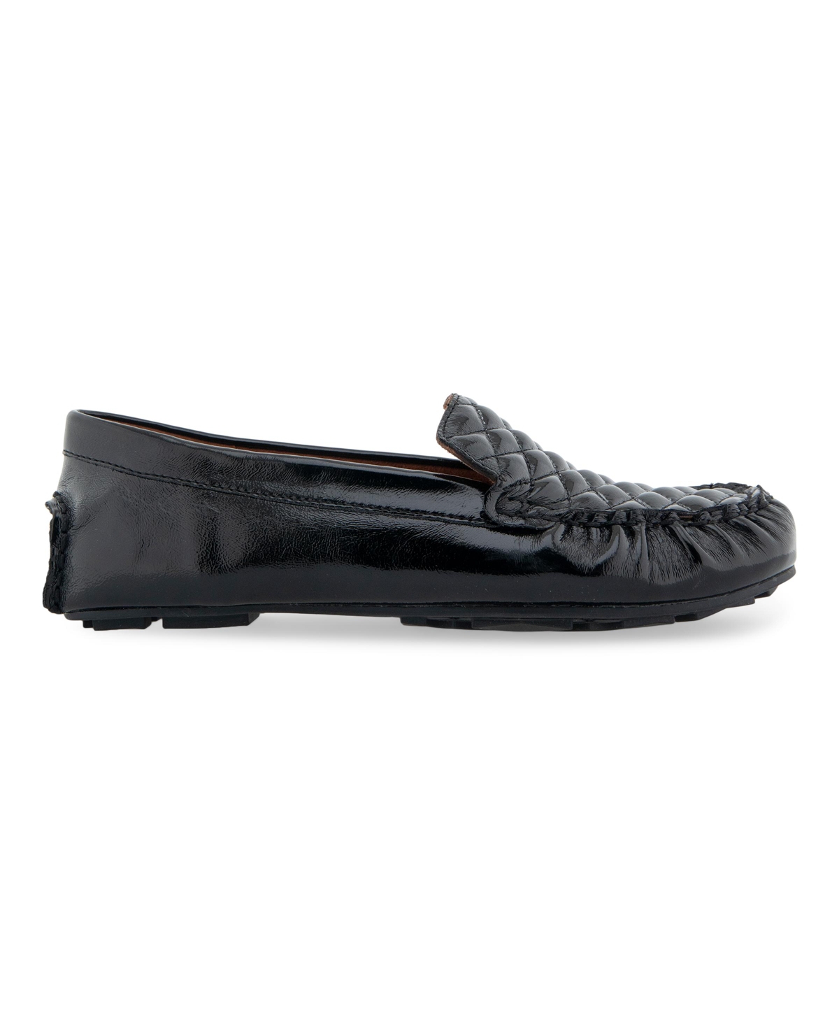 Aerosoles Women's Chelsy Quilted Flats - Black Patent Smooth Faux Leather - Polyu