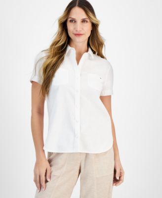 Tommy Hilfiger - Women's Linen-Blend Short-Sleeve Shirt