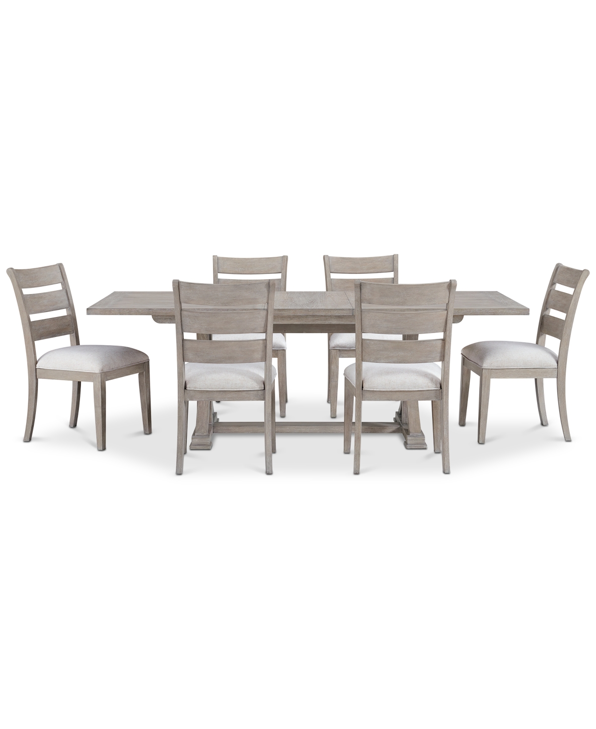 Macy's Sadie 7-pc. Rectangular Dining Set (table & 6 Ladder Back Chairs), Created For  In Gray