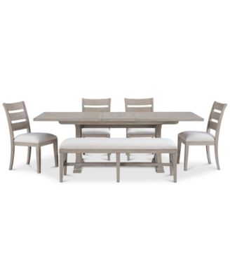 Sadie 6-Pc. Rectangular Dining Set (Table, 4 Ladder Back Chairs & Bench), Created for Macy's