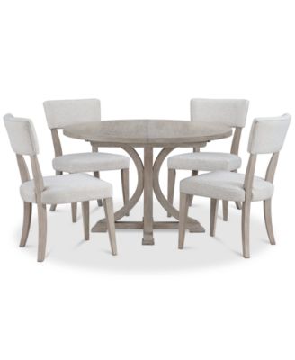 Sadie 5-Pc. Round Dining Set (Table & 4 Upholstered Side Chairs), Created for Macy's