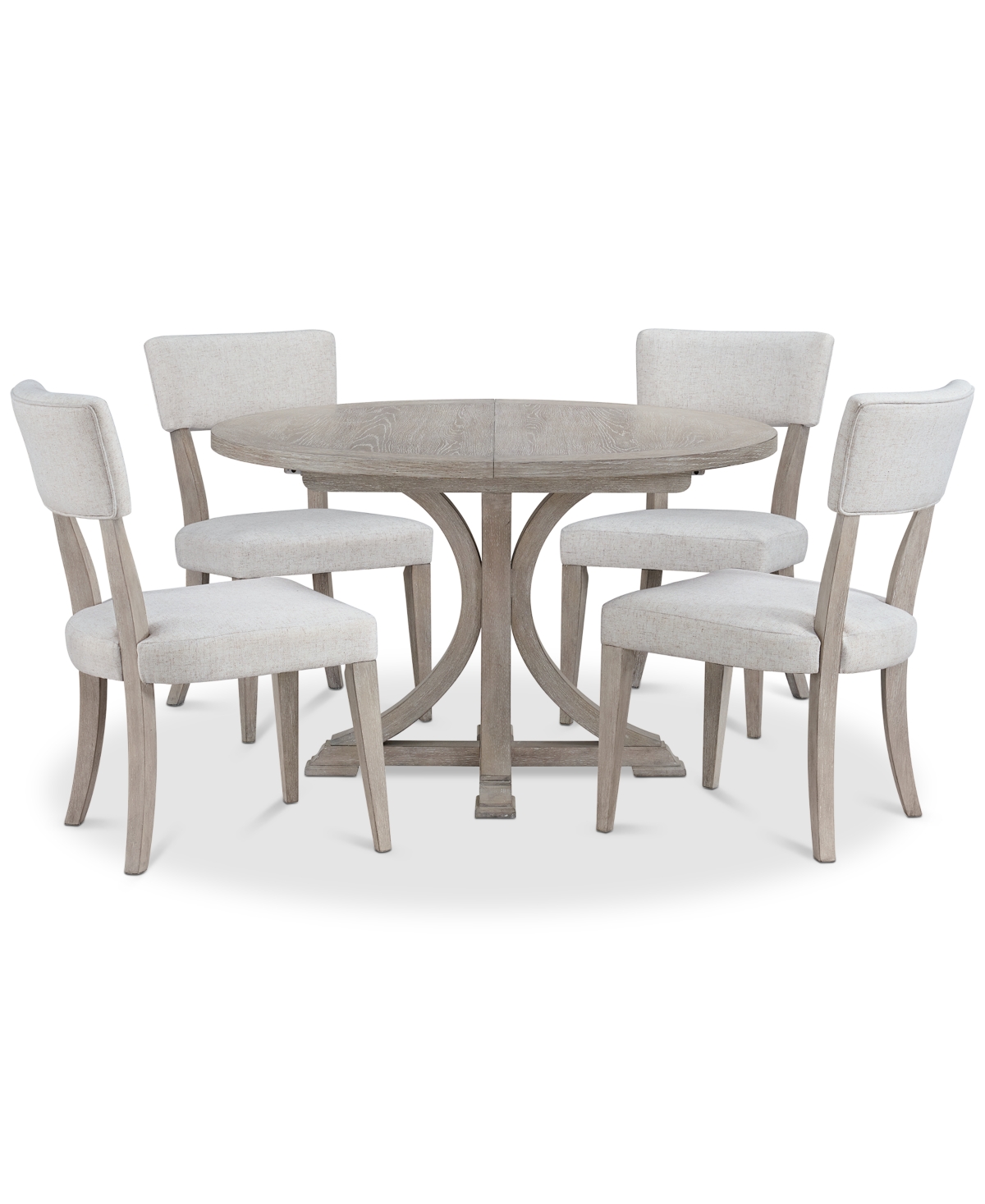 Macy's Sadie 5-pc. Round Dining Set (table & 4 Upholstered Side Chairs), Created For  In Gray