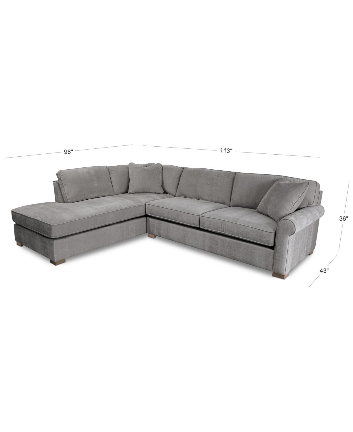 Macy's Marlyann 2-pc. Fabric Roll Arm Sectional Sofa, Exclusively At  In Otter