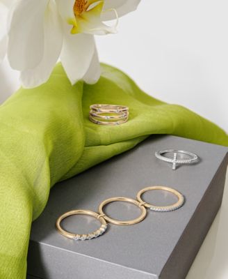 Diamond Three Row Stack Look Ring (1/6 ct. t.w.) in 10k Gold, Created for Macy's