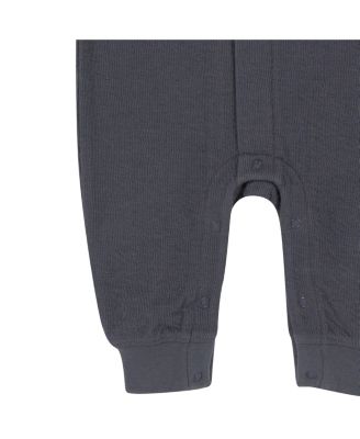 Baby Boys Hooded Romper, Charcoal