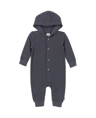 Baby Boys Hooded Romper, Charcoal