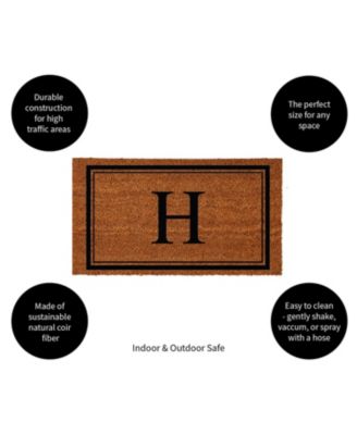 Monogram Indoor Outdoor 100% Natural Coir Doormat 28" x 16" | Letter "H"
