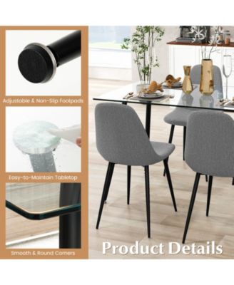 Glass Rectangular Dining Table with Metal Legs