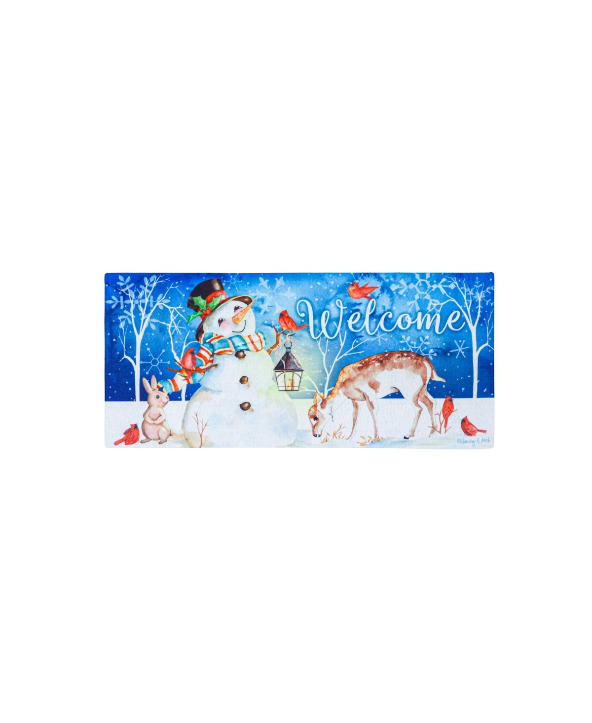 Sweet Snowman and Friends Sassafras Indoor Outdoor Switch Doormat 1'10"x10" Multicolored - Multicolored