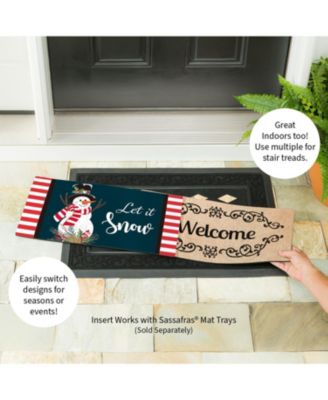 Holly Snowman Sassafras Indoor Outdoor Switch Doormat 1'10"x10" Multicolored