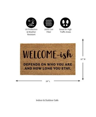 16 x 28 Inches Welcome-ish Door Mat | Non-Slip Rubber Backing | Dirt catching Natural Coir | Indoor and Outdoor Home Decor
