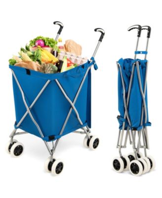 Folding Shopping Utility Cart with Water-Resistant Removable Canvas Bag