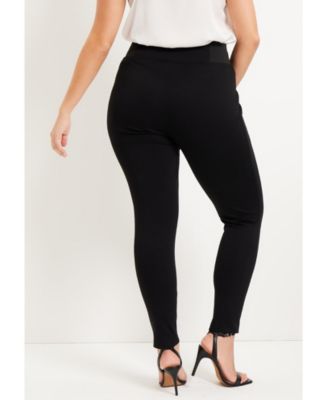 June + Vie Women's Plus Size Formfit Classic Ponte Pant