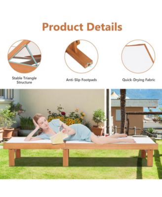 SUGIFT Outdoor Wood Chaise Lounge Chair with 5-Postion Adjustable Back