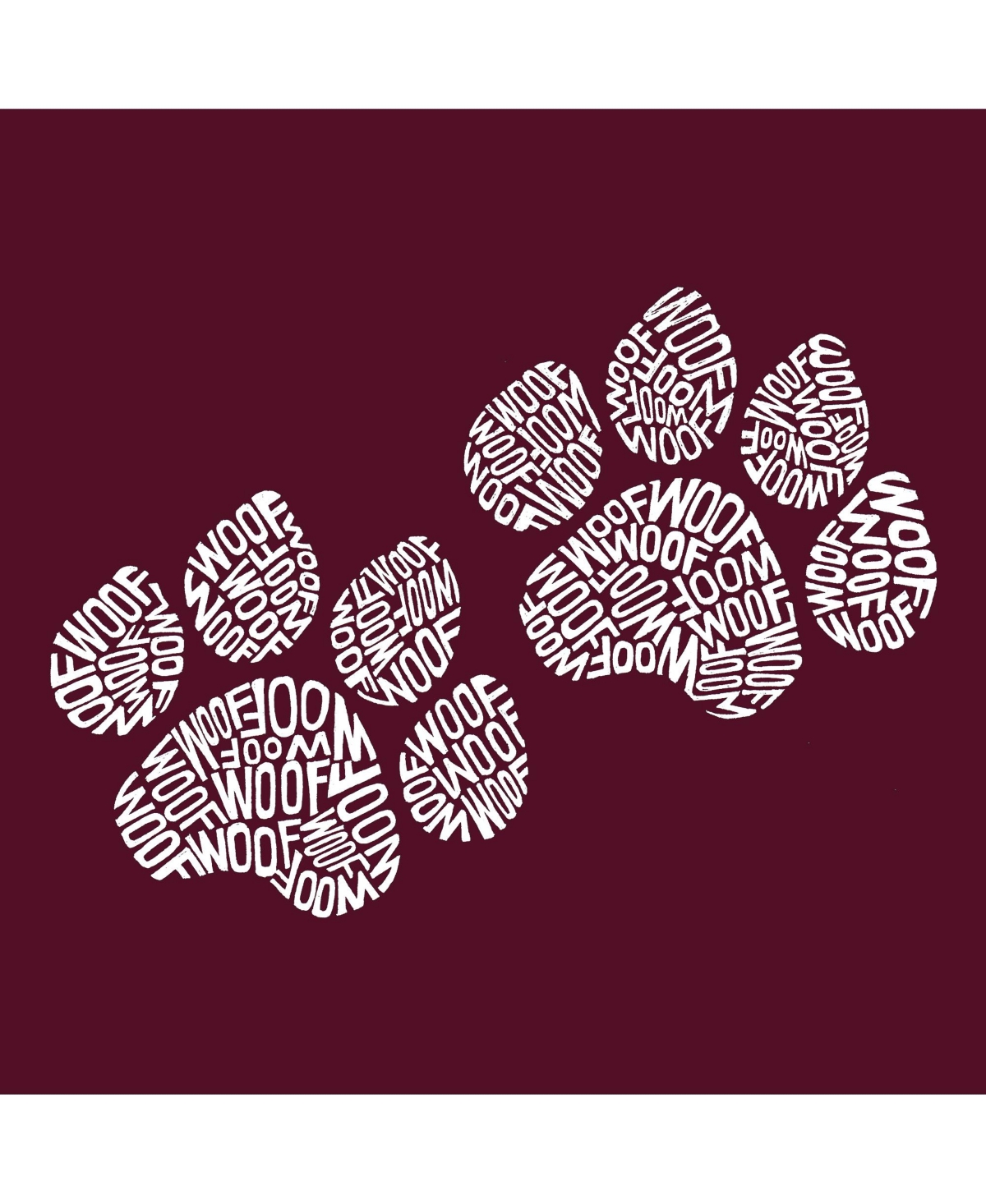 La Pop Art Girls Woof Paw Prints Word Art Crewneck Sweatshirt