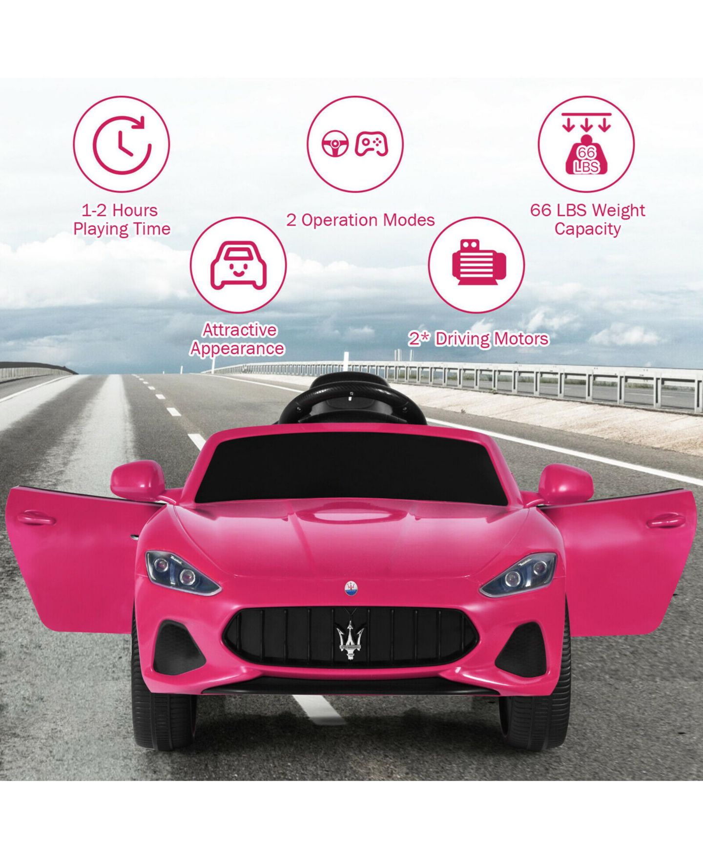 Детская игрушка Gymax 12V Kids Ride On Car Maserati GranCabrio with Remote Control, 66 lbs, Ages 3-8, цвет: Чёрный — фото 4