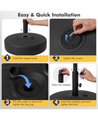 19.5 Inch Fillable Round Umbrella Base Stand for Yard Garden Poolside-Black