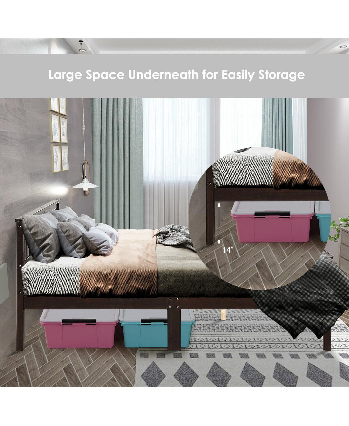 Sugift Wood Bed Frame Support Platform with Headboard and Footboard