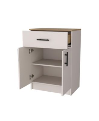 Cope kitchen Pantry in melamine with 2 doors and 1 drawer, ivory/ natural Oak