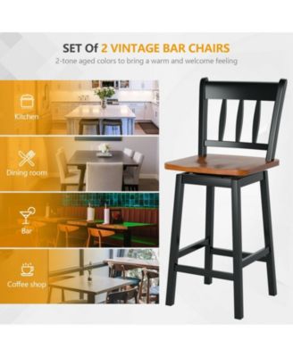 24.5 Inches Set of 2 Swivel Bar Stools with 360° Swiveling