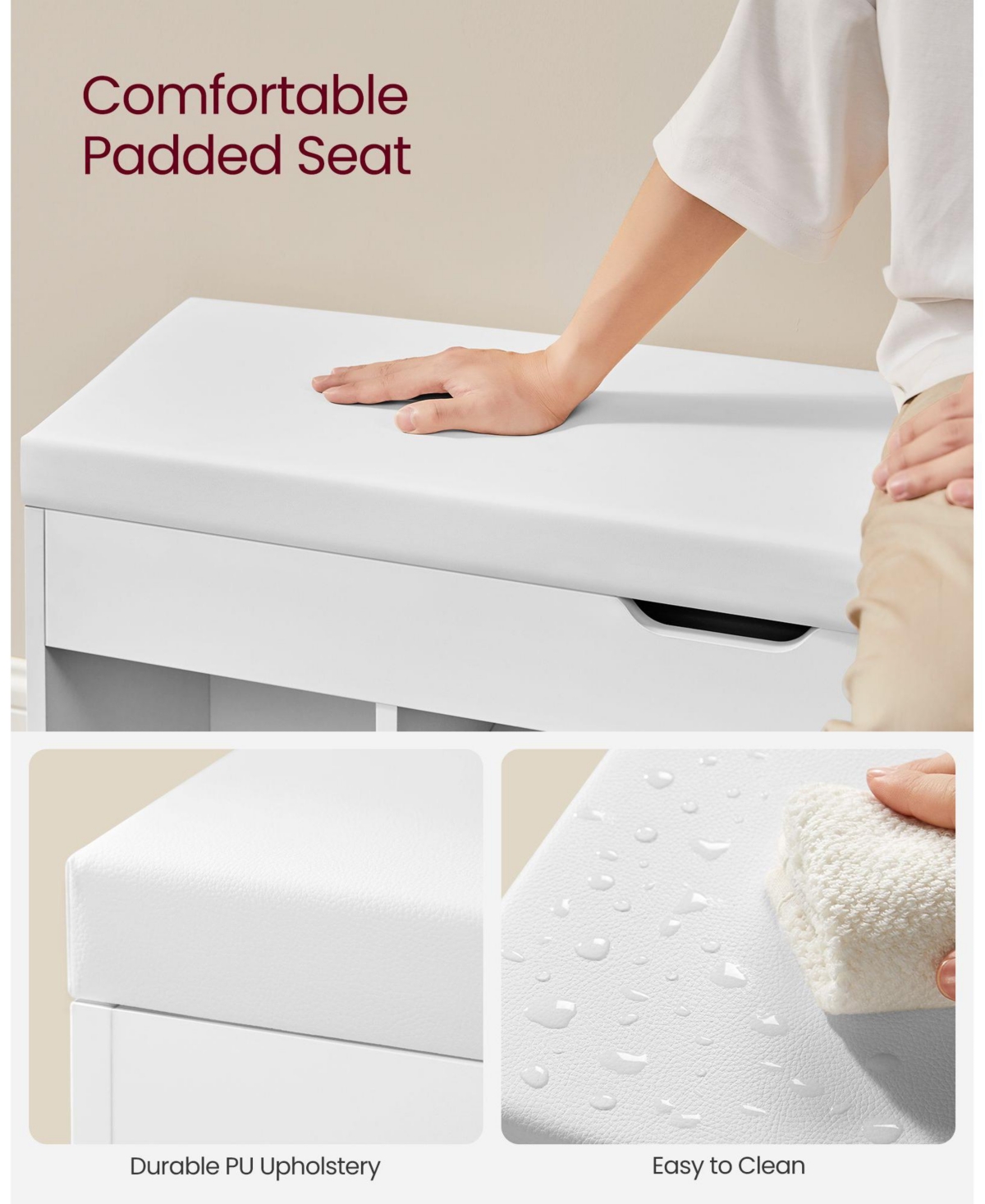 Slickblue Storage Bench with Cushion for Stylish Seating and Functional Storage