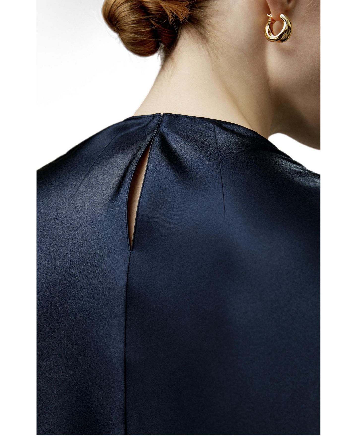 Женская блузка LILYSILK Oblique Wave Silk, цвет: Тёмно-синий — фото 4