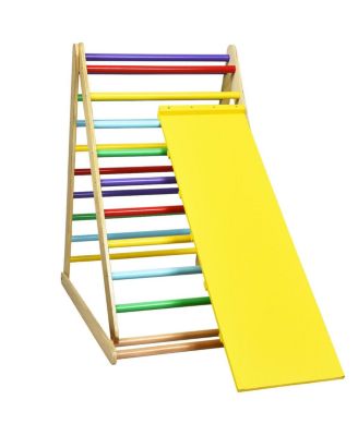 Foldable Wooden Triangle Climber with Reversible Ramp for Kids