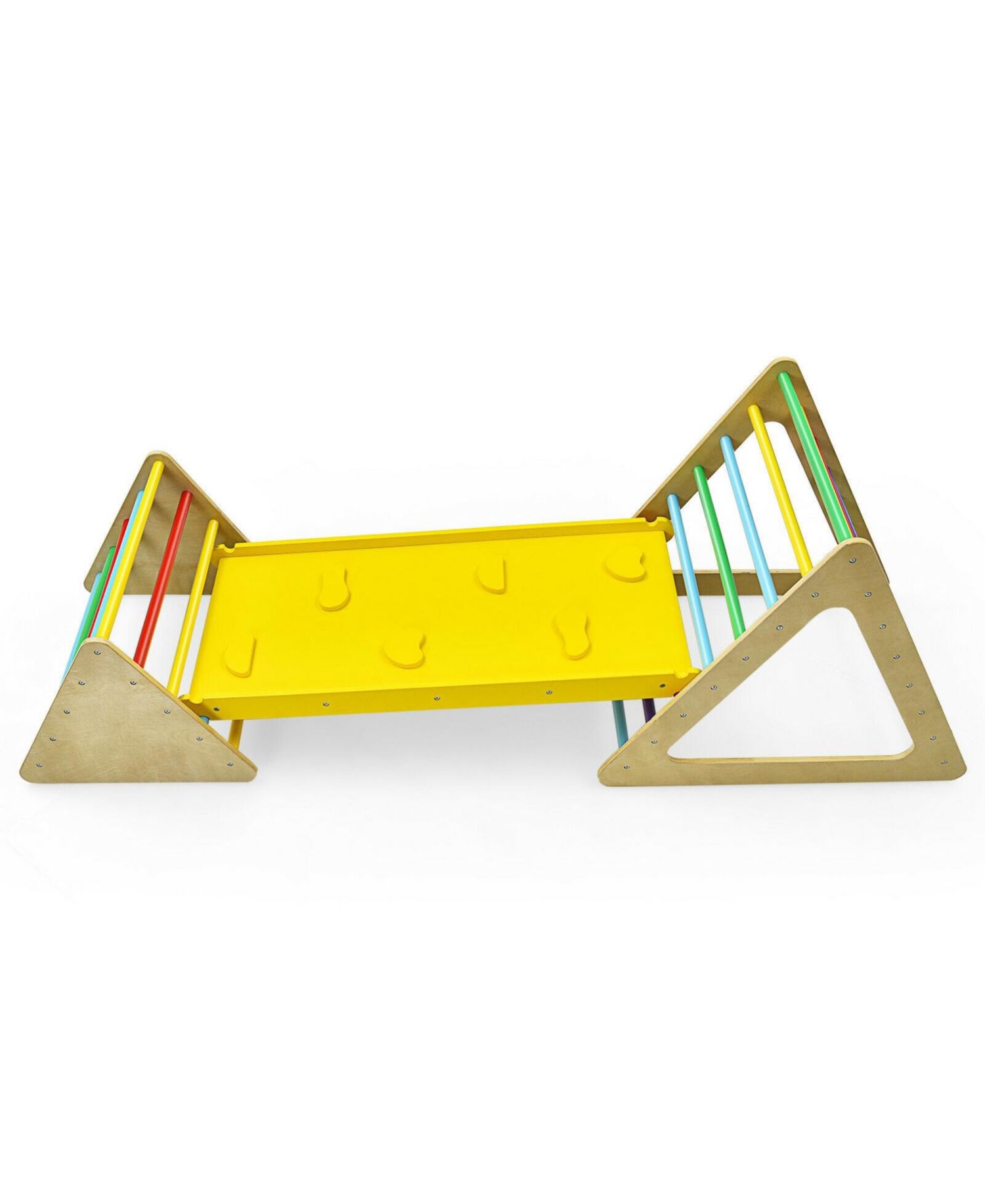 3-in-1 Wooden Triangle Ladders and Reversible Ramp, 3-Piece Set