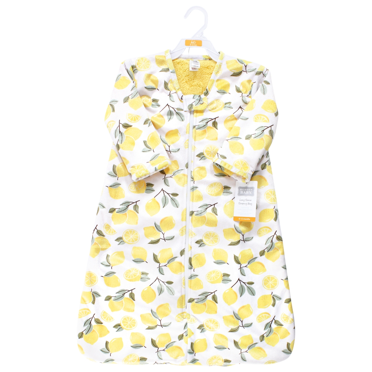 Hudson Baby Baby Girls Long Sleeve Plush Faux Fur Sleeping Bag, Wearable Blanket,- Lemon